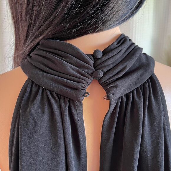 NWT Catherine Malandrino Black Halter Jumpsuit Romper Ruched Neck Maxi Size L - Picture 6 of 8